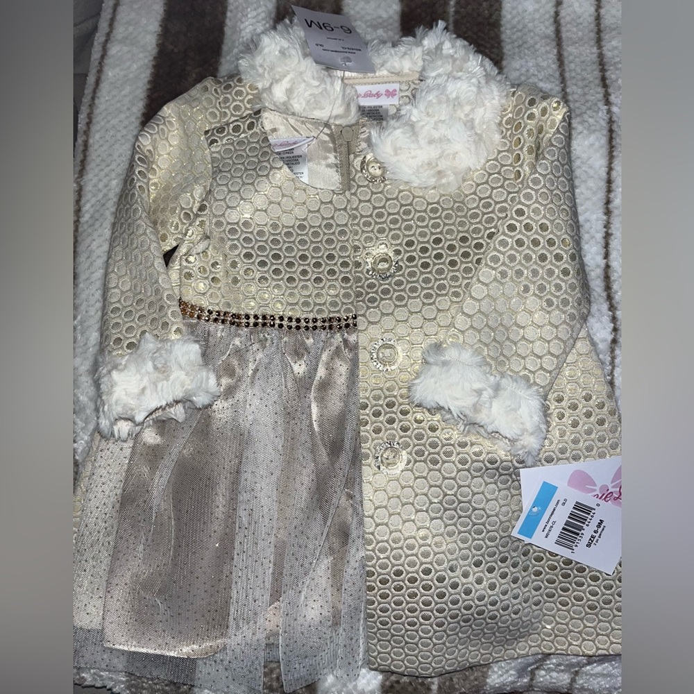 Bonnie Baby dress with matching peacoat 6-9 months NWT!